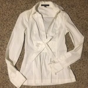 BCBG front tie white blouse